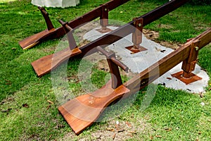 Three wooden seesaw