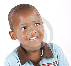 Three year old black boy smiling