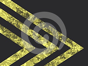 Three yellow arrows pointing to the right with grunge effect on a dark gray background