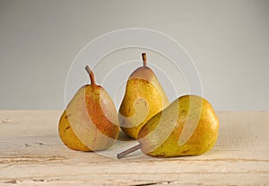 Three yellow pears