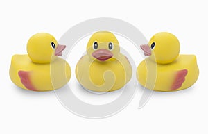 Three yellow rubber ducks