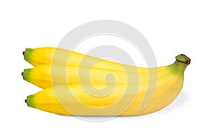 Three yellow tasty banana on a white background