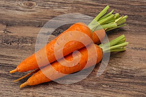 Three Young fresh ripe carrot