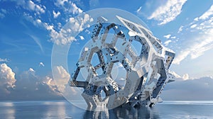 A threedimensional sculpture structured entirely out of interlocking polygons photo
