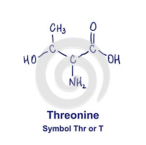 Threonine chemical structure. Vector illustration Hand drawn