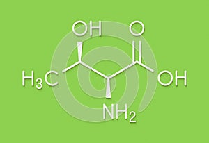 Threonine l-threonine, Thr, T amino acid molecule. Skeletal formula.