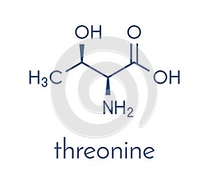 Threonine l-threonine, Thr, T amino acid molecule. Skeletal formula.