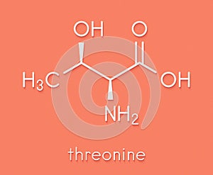 Threonine l-threonine, Thr, T amino acid molecule. Skeletal formula.