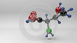 Threonine molecule 3D illustration.