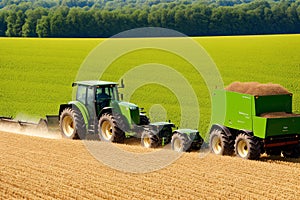 Thresher is harvesting wheat.
