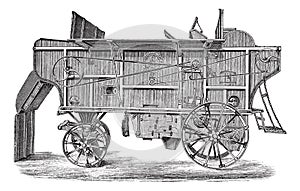 Thresher machine Hornsby vintage engraving