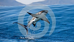 A thresher shark leaping out of the water