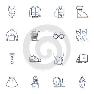 Thrift stores line icons collection. Secondhand, Vintage, Bargain, Retro, Donated, Recycled, Pre-owned vector and linear photo