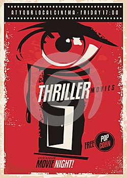 Thriller movies marathon retro poster design idea