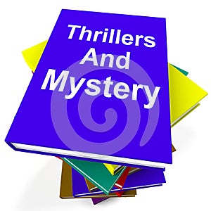 Thrillers and Mystery Book Stack Shows Genre
