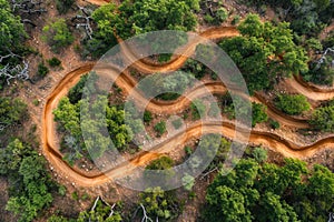 Thrilling Aerial Adventure: Abstract Mountain Biking Trails