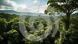 Thrilling Canopy Adventure: Soaring Through Lush Rainforest Greenery