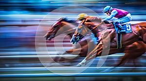 Thrilling Horse Race in Action. Generative ai