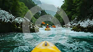 Thrilling Rapids Kayak Journey./n