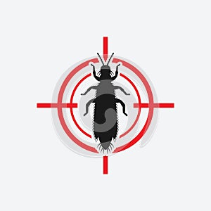 Thrips icon red target. Insect pest control sign