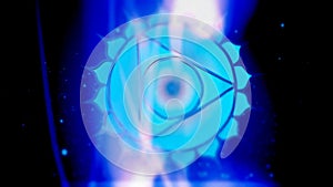 Throat Chakra Vishuddha Mandala Spins in Blue Energy Field