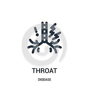 throat icon vector from disease collection. Thin line throat outline icon vector illustration. Linear symbol for use on web and