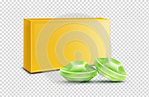 Throat lozenge, green cough drops mock up clip art