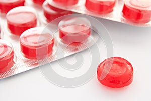 Throat lozenges close up