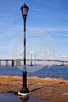 Throgs Neck Bridge and Long Island Sound in New York City