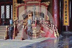 The throne in the Hall of Harmony conservation - The Forbidden City