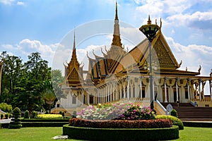 Throne Hall in Royal Palace in Phnom Penh, Cambodia. Building in the complex of the residence of the King of Cambodia.