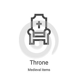 throne icon vector from medieval items collection. Thin line throne outline icon vector illustration. Linear symbol for use on web