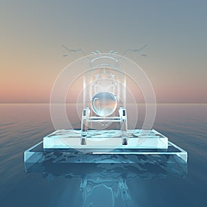 Throne of light over water