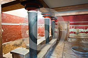 Throne Room at Knossos palace on the island of Crete, Greece.