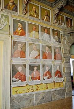 Throne room with portraits of patriarchs Archbishops Palace Udine Italy