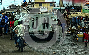 UN presence in Cap Haitien streets with throngs of people