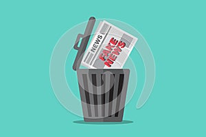 Throw a fake news place in the trash vector illustration