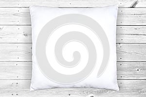 Throw Pillow Mockup atop rustic wood background