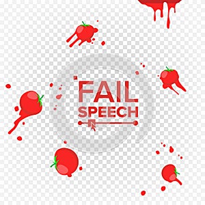 Throw Tomatoes Vector. Having Tomatoes From Crowd. Failure, Bad, Setback, Fiasco, Flop Concept. Isolated Flat