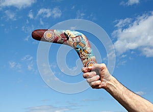 Throwing a boomerang photo