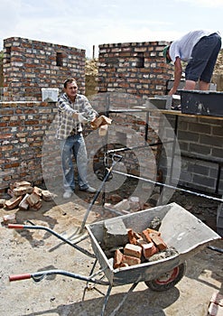 Throwing bricks wheelbarrow