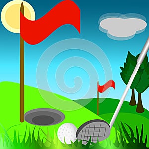 Throwing a golf ball into a flagged hole