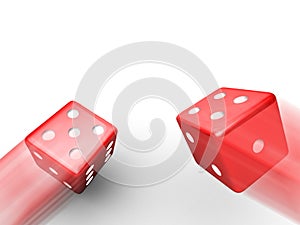Thrown red dice