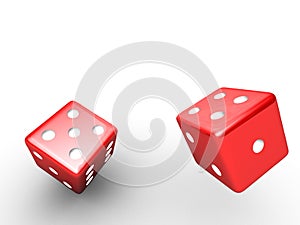 Thrown red dice