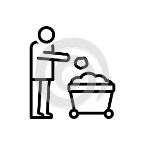 Black line icon for Throws, hurl and trash