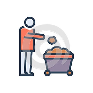 Color illustration icon for Throws, hurl and trash photo
