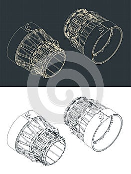 Thrust vectoring nozzle isometric blueprints