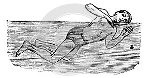 Thrusting, vintage engraved illustration