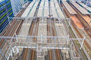 THSR Kaohsiung Station with train passing by, this station is the Taiwan High Speed Rail located in Zuoying, Kaohsiung, Taiwan