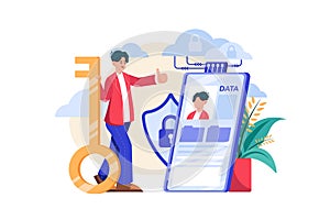 Cloud Data Security Illustration concept